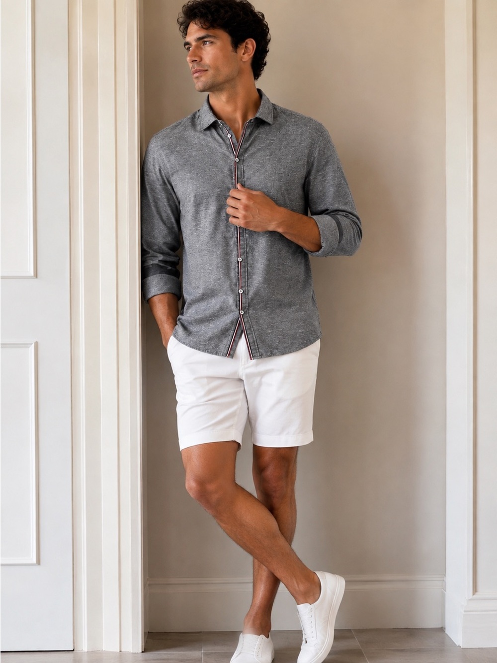 Bugatchi Gray Woven Classic Fit Shirt size Xl